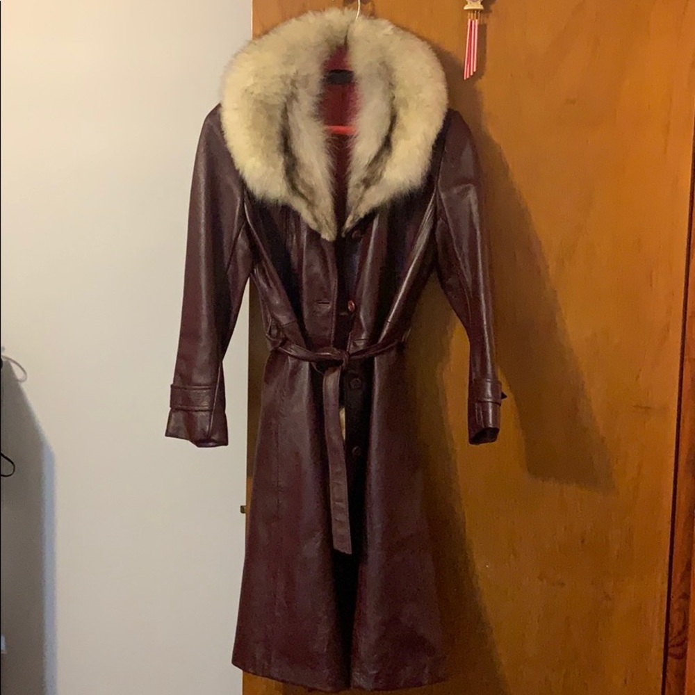 Vintage Fox Fur Leather Coat